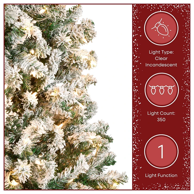 7.5ft. Pre-Lit Acacia Medium Flocked Artificial Christmas Tree, Clear Lights