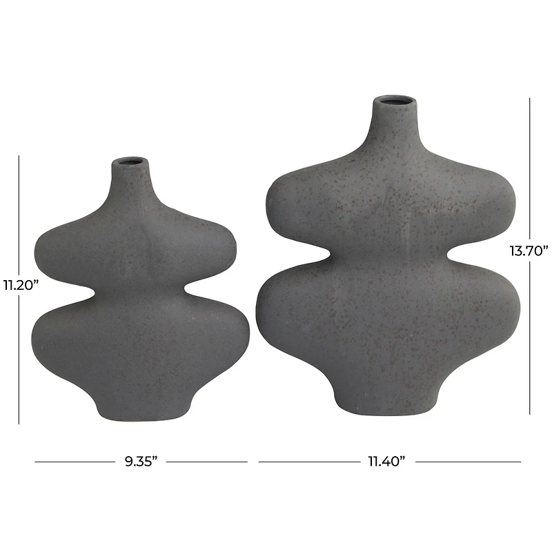 Black Ceramic Oblong Abstract Vase Set