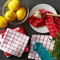 DII® Red & White Windowpane Terry Dishcloths, 6ct.