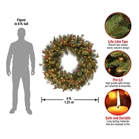 48" Pre-Lit Wintry Pine Wreath