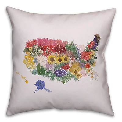Floral USA 18" x 18" Throw Pillow