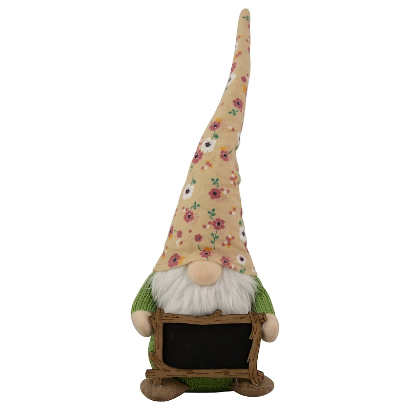 16" Yellow Floral Springtime Gnome with Message Board