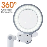 OttLite 14" Gray Space-Saving LED Magnifier Desk Lamp
