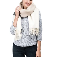Glitzhome® 78" Cream & Black Stripe Scarf with Tassels
