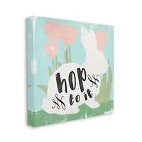 Stupell Industries Hop To It Easter Bunny Phrase Spring Tulips Canvas Wall Art
