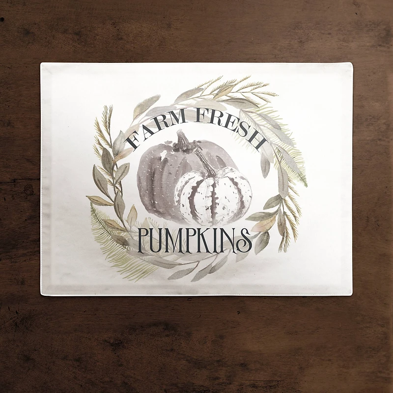 Pumpkins In Wreath Polyester Twill Placemat