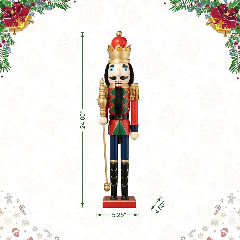 Glitzhome® 24" Wooden Christmas King Nutcracker