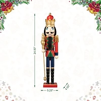 Glitzhome® 24" Wooden Christmas King Nutcracker