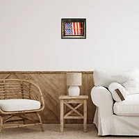 Stupell Industries Patriotic American Flag Rustic Window Festive Home Framed Giclee Art