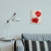 Stupell Industries Soft Petal Poppies Red Beige Floral Painting Wood Wall Plaque