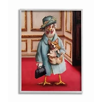 Stupell Industries Queen Chicken with Corgi with Gray Frame Wall Accent