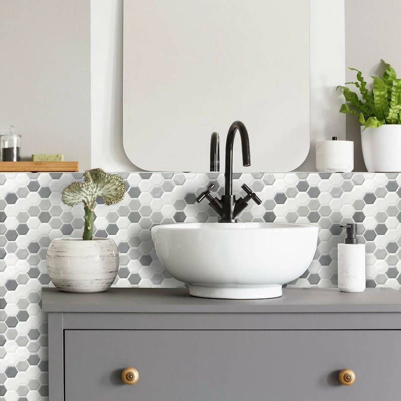 RoomMates Gray Hexagon Backsplash StickTiles®