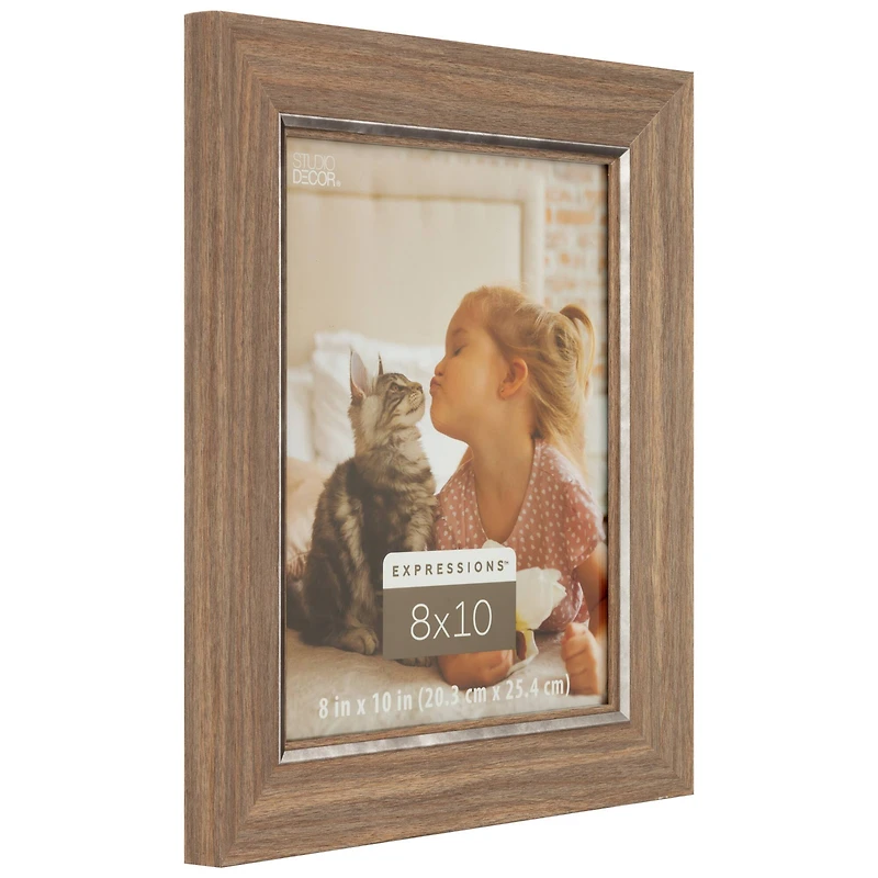 Expressions™ 8" x 10" Faux Wood with Silver Inner Frame by Studio Décor®