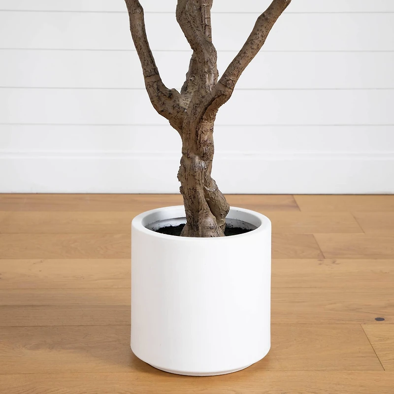 8ft. Artificial Grand Olive Tree in White Decorative Planter