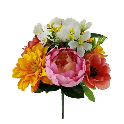 13" Yellow & White Dahlia, Peony & Poppy Bush by Ashland®