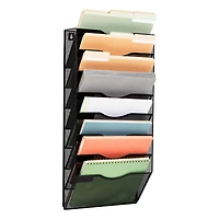 Mind Reader Wall File Organizer, 8 Pocket Hanging Document Rack, Office Wall Mount, Metal Mesh