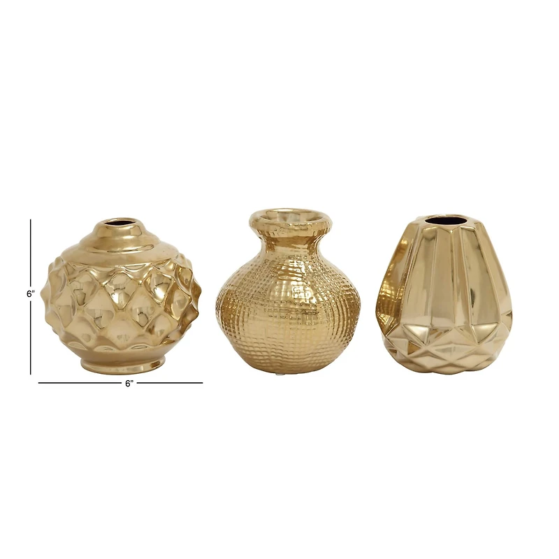 CosmoLiving by Cosmopolitan Gold Stoneware Glam Vase Set