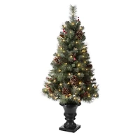 4ft. Pre-Lit Flocked Pinecones & Berries Christmas Tree with Warm White Lights