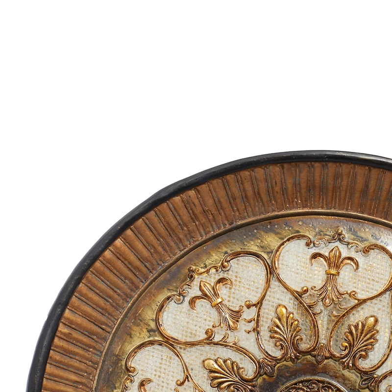 16" Gold Polystone Traditional Decorative Plate with Stand