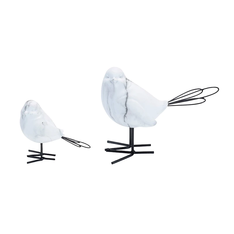 Marble Print Bird Figurines Set
