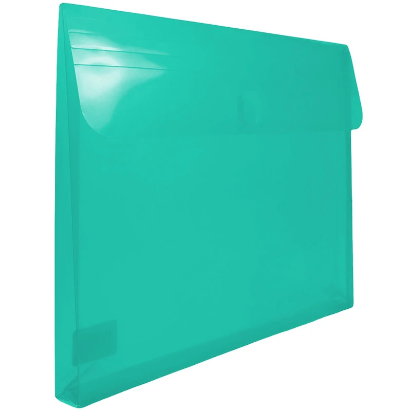 JAM Paper 8.625" x 11.5" Teal Plastic Expansion Hook & Loop Closure Envelopes, 12ct.