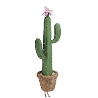 21.5" Southwestern Style Potted Cactus with Flowers
