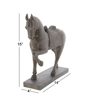 15" Brown Polystone Traditional Horse Sculpture