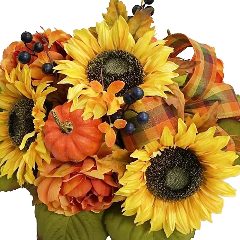 17" Yellow & Orange Sunflower & Mum Remembrance Saddle by Ashland®
