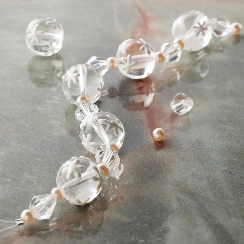 Snowflake Lampwork Glass Round Bead Mix by Bead Landing™