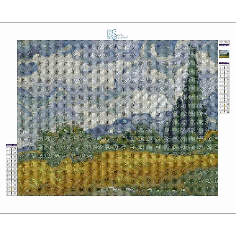 Sparkly Selections Wheat Field with Cypresses by Vincent Van Gogh Diamond Painting Kit