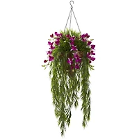 3.5ft. Purple Bamboo & Orchid Hanging Basket