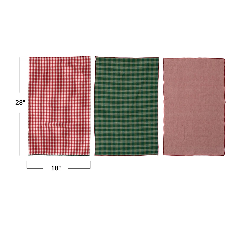Hello Honey® Red & Green Woven Cotton Tea Towel Set