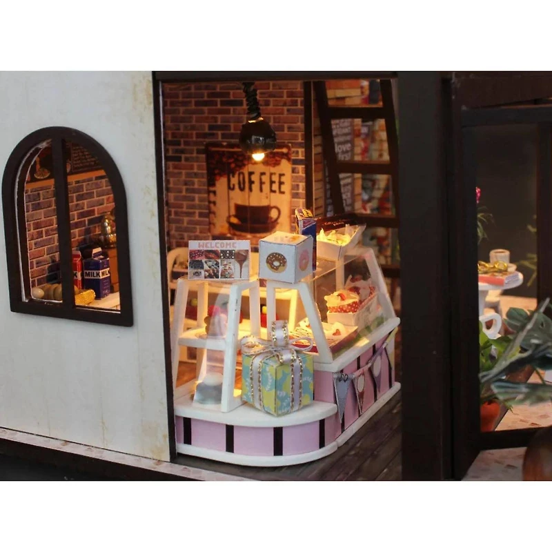 Wizardi Coffee House Miniature Dollhouse Roombox Kit