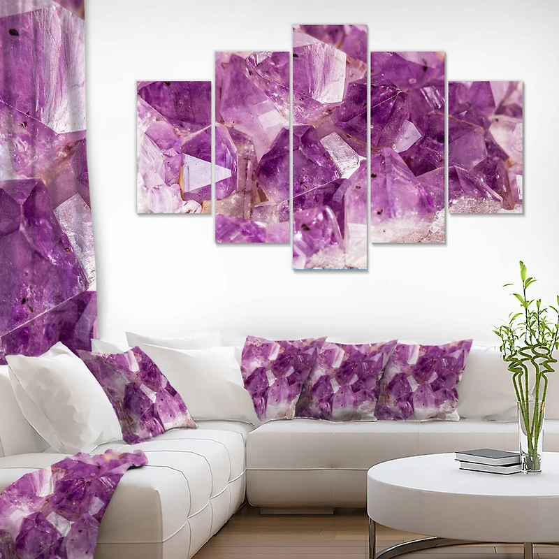 Designart - Purple Amethyst Macro - Contemporary Canvas Wall Art Print