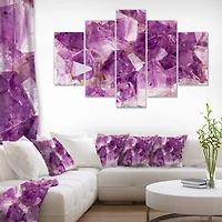 Designart - Purple Amethyst Macro - Contemporary Canvas Wall Art Print