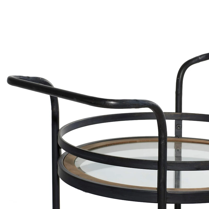 Brown Wood Industrial Bar Cart 35" x 21" x 16"