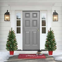 2 Pack 3.5ft. Pre-Lit Faux Cashmere Artificial Potted Christmas Tree, Warm White LED Lights