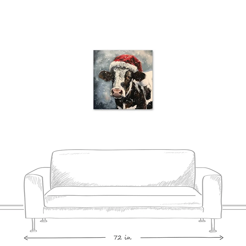 Painty Christmas Cow 24" x 24" Canvas Wall Art