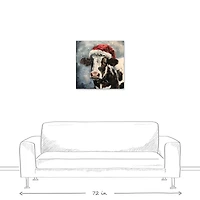 Painty Christmas Cow 24" x 24" Canvas Wall Art