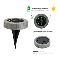 Glitzhome® 5.25" Solar Powered Disk Outdoor Pathway Lights, 4ct.