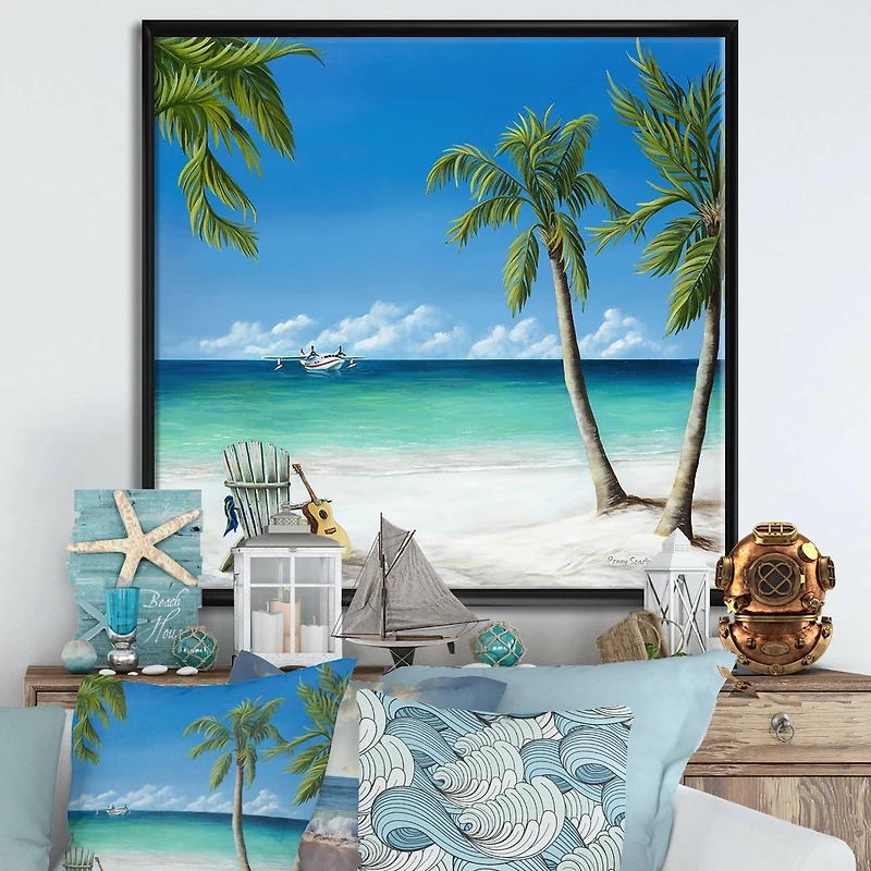 Designart - Bird of Paradise - Nautical & Coastal Framed Canvas Wall Art