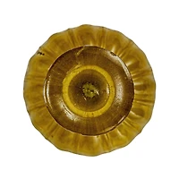 Hello Honey® 6" Tall Embossed Chartreuse Reclaimed Glass Taper Holder