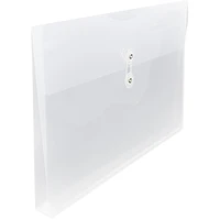 JAM Paper 9.75" x 14.5" Clear Plastic Button & String Closure Booklet Envelopes, 24ct.