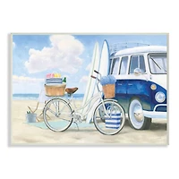 Stupell Industries Bike and Van Beach Nautical Blue White Painting Wood Wall Plaque