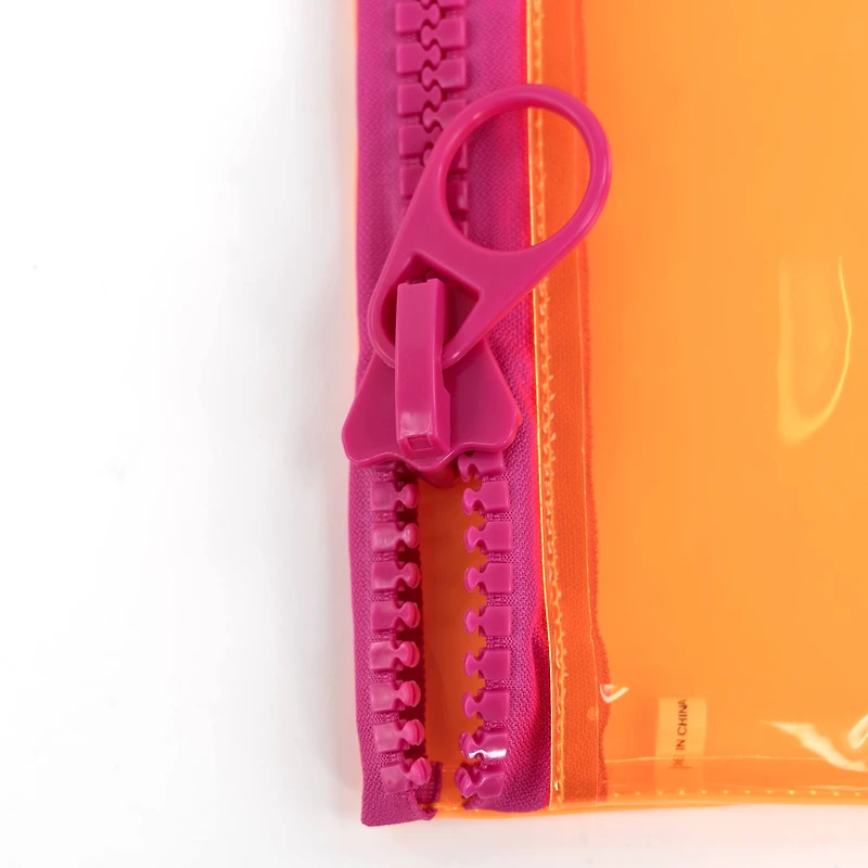 Everything Mary Orange & Pink Transparent Zipper Pouch