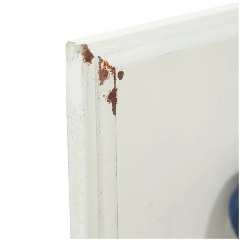 8" Blue Wood Anchor Distressed Bookends with Rope Accents & White Wood Stands Set