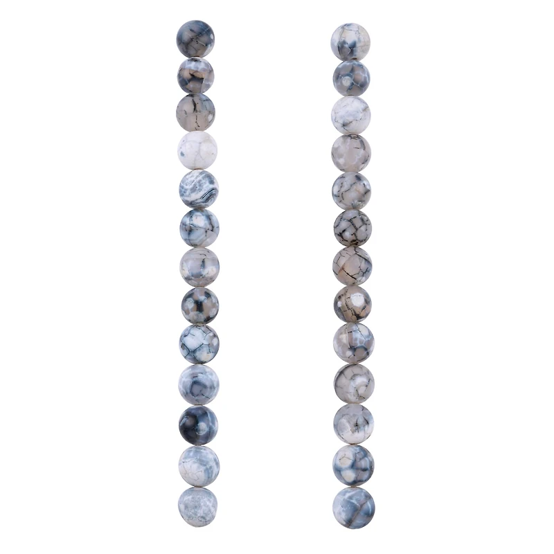 Black & White Fire Agate Round Beads by Bead Landing