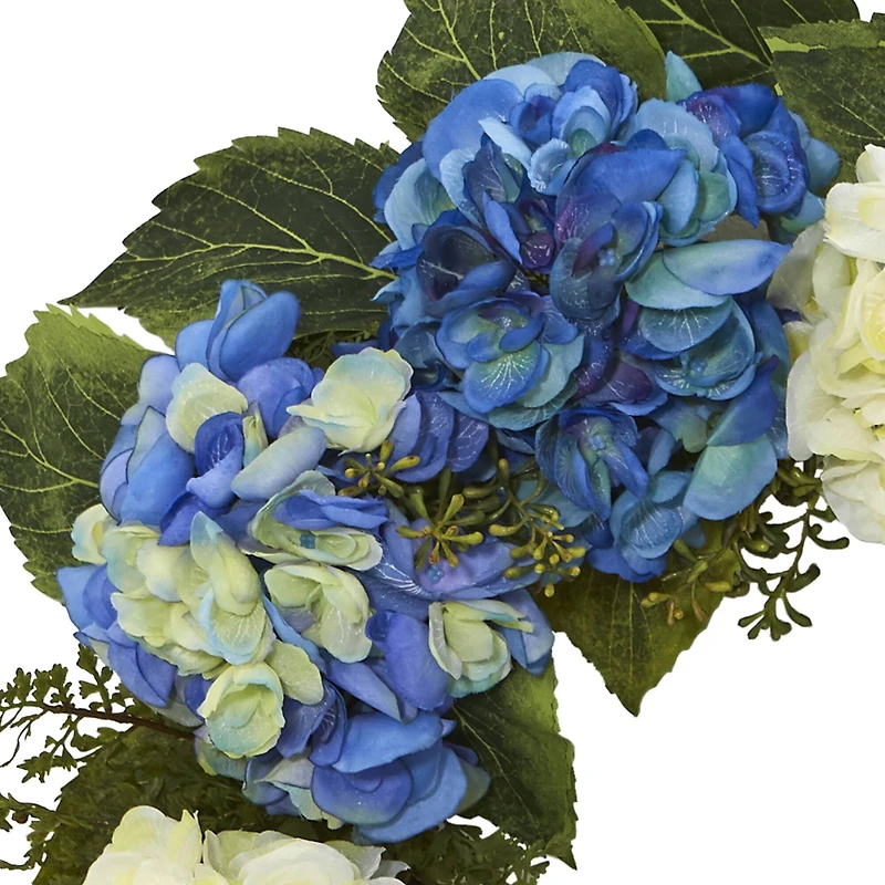 24” Blue & White Hydrangea Wreath