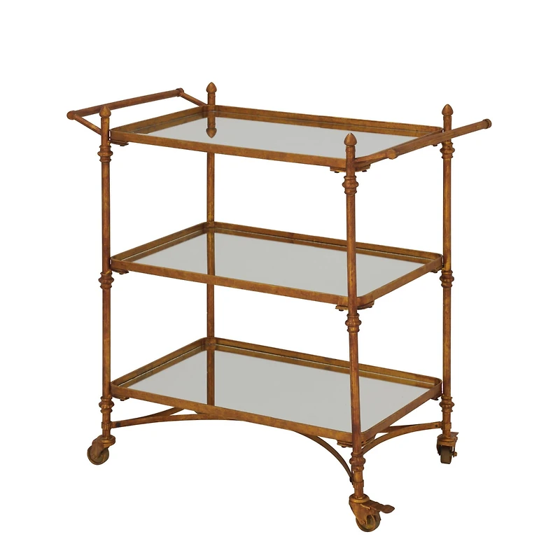 Brass Iron Bar Cart, 33" x 35" x 18"