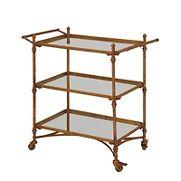 Brass Iron Bar Cart, 33" x 35" x 18"